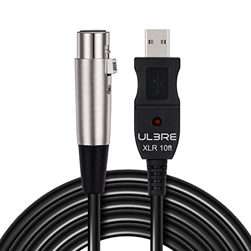 ULBRE USB Microphone Cable 10Ft, XLR to USB Cable Mic Link Converter Cable Studio Audio Cable Connector Cords Adapter for Microphones or Recording Instrument Karaoke - Image 1