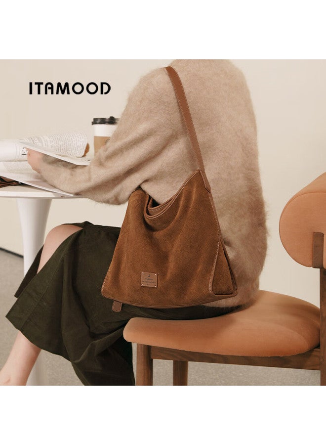 Mood Suede Hobo Tote Bag, Cowhide Large Capacity Commuter Crossbody Bag For Women, New Year Gift - Image 2