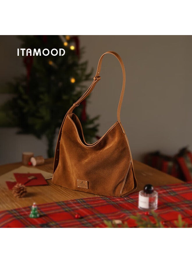 Mood Suede Hobo Tote Bag, Cowhide Large Capacity Commuter Crossbody Bag For Women, New Year Gift - Image 4