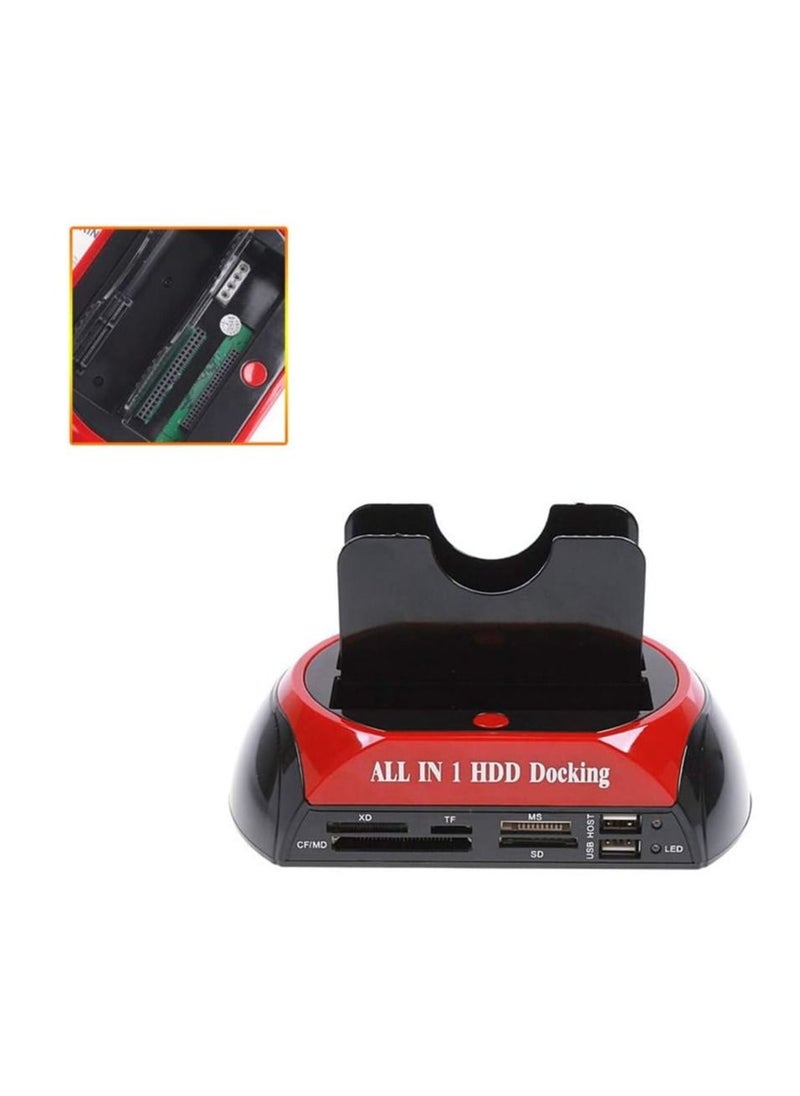 Haing - HDD Docking Station Dual Hard Disk Drive Docking Station Base To USB 2.0 for 2.5 Inch 3.5 Inch IDE SATA - Image 1