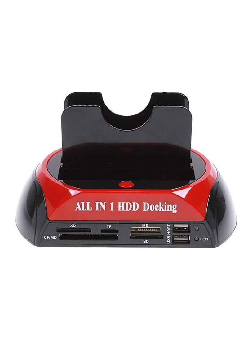 Haing - HDD Docking Station Dual Hard Disk Drive Docking Station Base To USB 2.0 for 2.5 Inch 3.5 Inch IDE SATA - Image 1