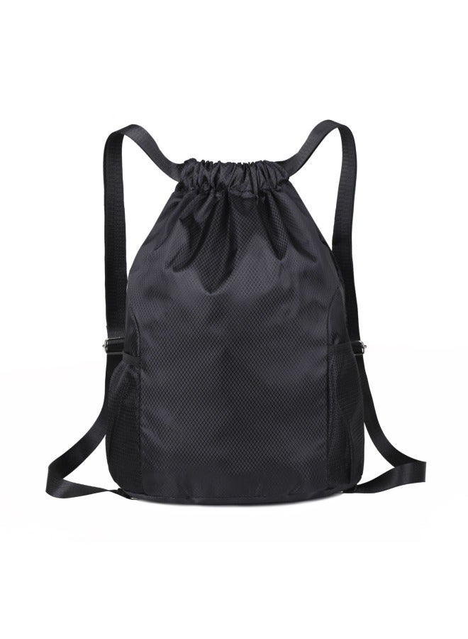 Generic Football Basketball Bag Large Capacity Outdoor Bundle Pocket Sports Training Fitness Drawstring Student Backpack Outlet-Color:Black-Capacity:Small Football Model (31*16*43cm)  - Image 1