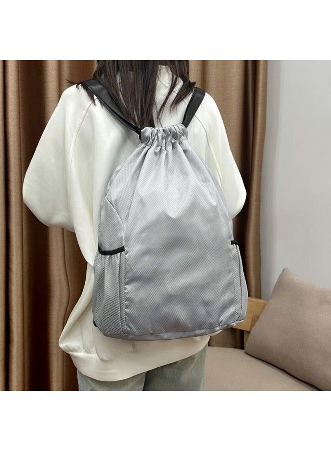 Generic Football Basketball Bag Large Capacity Outdoor Bundle Pocket Sports Training Fitness Drawstring Student Backpack Outlet-Color:Black-Capacity:Small Football Model (31*16*43cm)  - Image 3