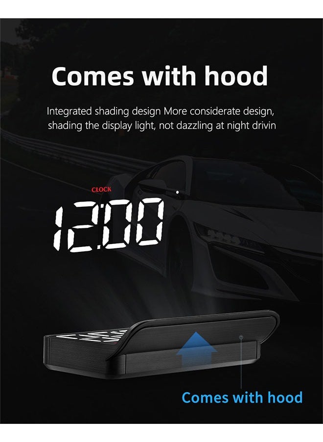 Sthxyfaith - Car Portable Speed Monitor, M5 Head Up Display Car Universal HUD with OBD Cable, Speedometer Engine RPM Water Temperature Overspeed Warning Mileage All in One, Suitable for Most Vehicles After 2008 - Image 1