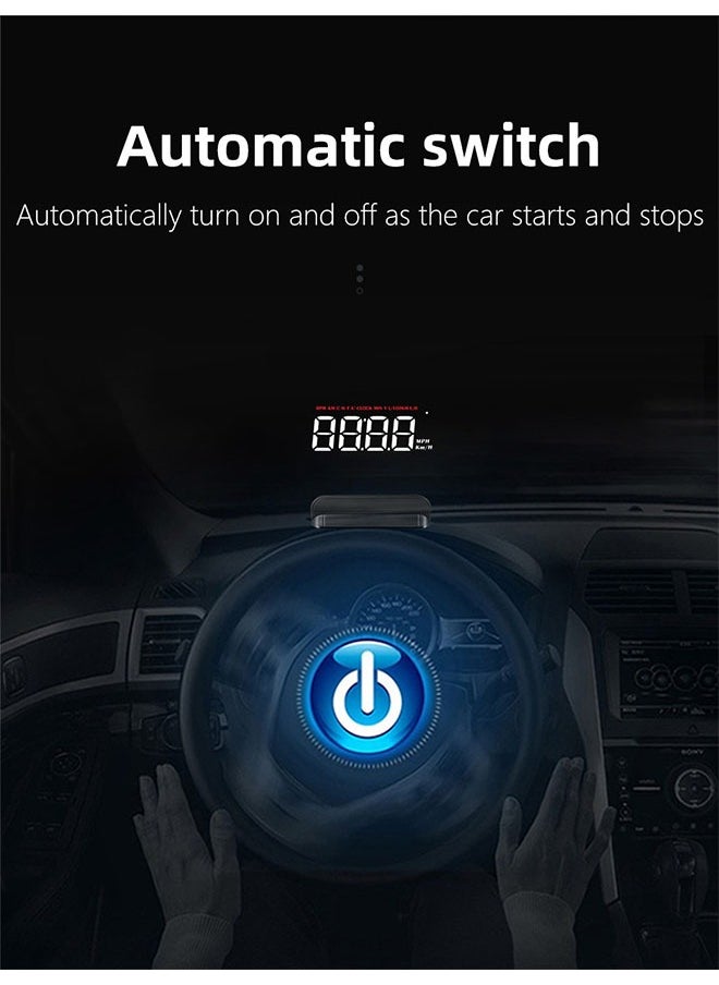 Sthxyfaith - Car Portable Speed Monitor, M5 Head Up Display Car Universal HUD with OBD Cable, Speedometer Engine RPM Water Temperature Overspeed Warning Mileage All in One, Suitable for Most Vehicles After 2008 - Image 1