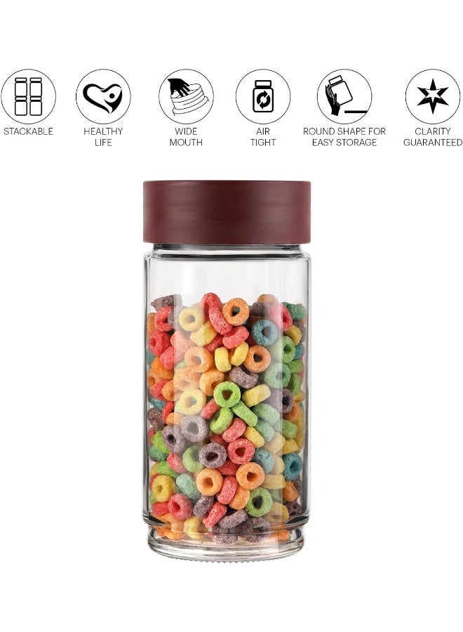 Cello Modustack Glassy Storage Jar, 1000ml (Set of 3), Maroon - Image 3