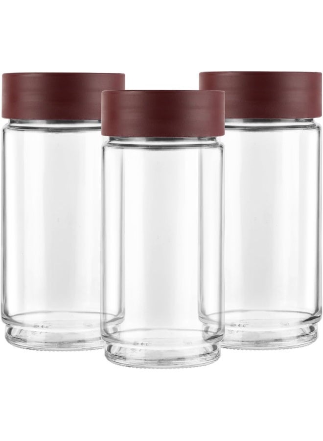Cello Modustack Glassy Storage Jar, 1000ml (Set of 3), Maroon - Image 2
