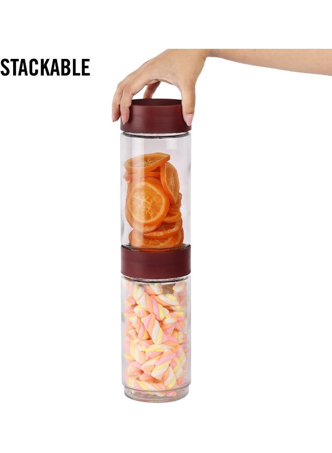 Cello Modustack Glassy Storage Jar, 1000ml (Set of 3), Maroon - Image 4