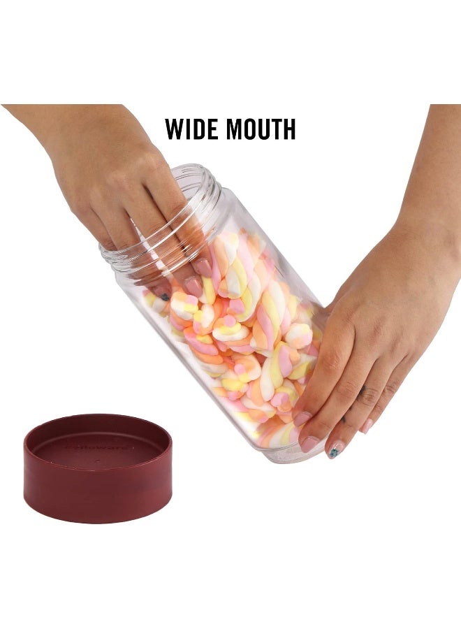 Cello Modustack Glassy Storage Jar, 1000ml (Set of 3), Maroon - Image 5