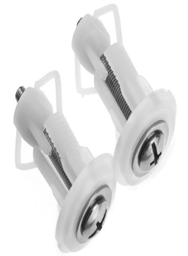 Micro Trader 2pcs Toilet Top Cover Lid Seat Fixings WC Blind Hole Fitting White Screws - Image 1