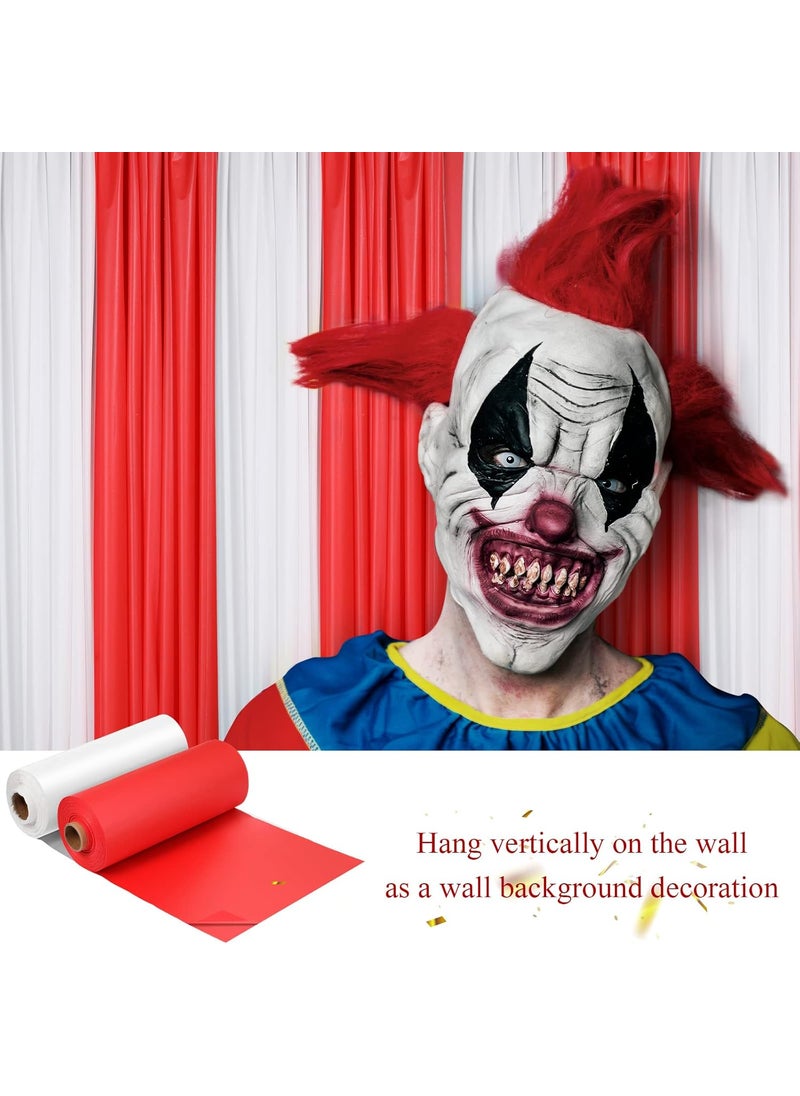 Moukeren Moukeren 40 x 100 Circus Tablecloth Roll Plastic Tablecloth Disposable DIY Carnival Tent Party Supplies for Big Top Tent Backdrop Curtains Ceiling Wall DrapesWhite Red2 Roll  - Image 5