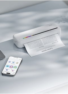 GREEN LION Portable Thermal Printer with 300 DPI Resolution / Inkless Printing / A4 Format Support / Fast Printing / Bluetooth Thermal Printer - White  - Image 2