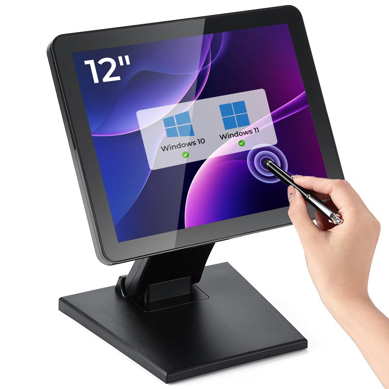 MUNBYN 12-inch POS Touchscreen Monitor, LED POS Monitor, HDMI/VGA Capacitive Screen Display, Foldable Stand for Small Business, Retail, Restaurant, Bar, No Driver Required, 2Y Protection - Image 1