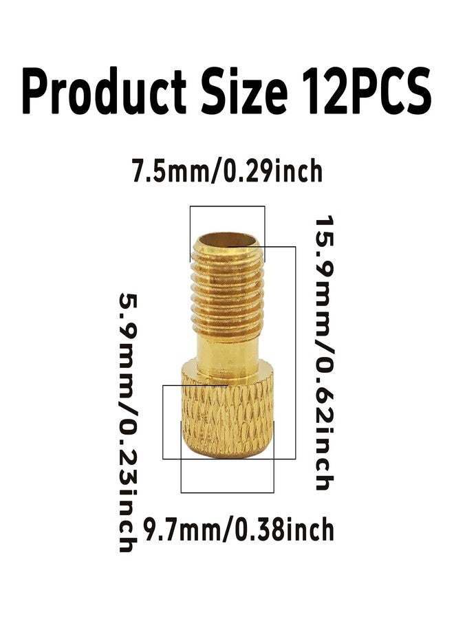 bociloy 12Pcs Brass Presta to Schrader Valve Adapter, Bike Pump Converter for Air Compressor, Convert Presta Valve to Standard Pump, Bicycle Tire Inflation Accessories(Reticulated Grain) - Image 2