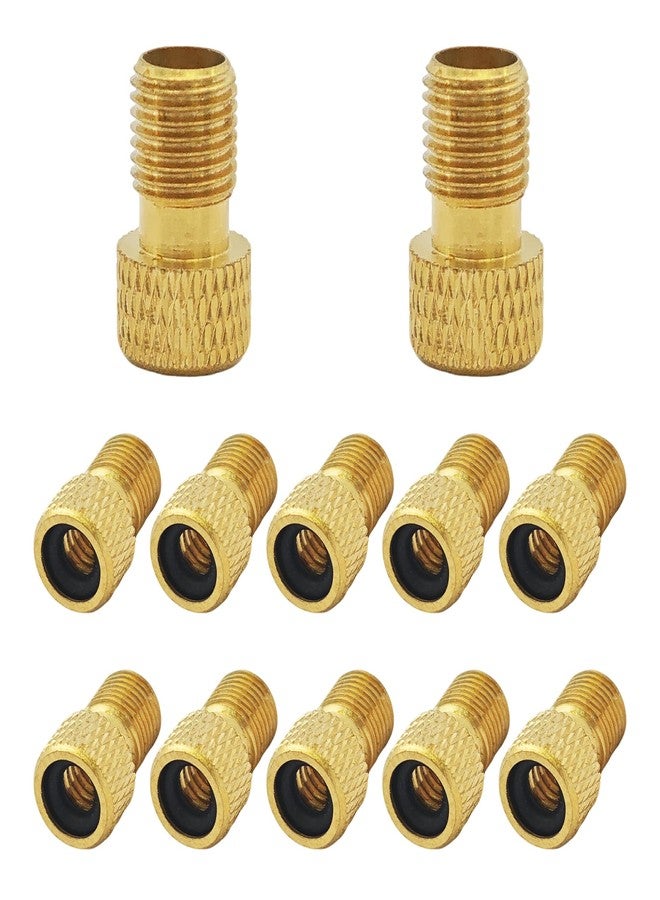 bociloy 12Pcs Brass Presta to Schrader Valve Adapter, Bike Pump Converter for Air Compressor, Convert Presta Valve to Standard Pump, Bicycle Tire Inflation Accessories(Reticulated Grain) - Image 1