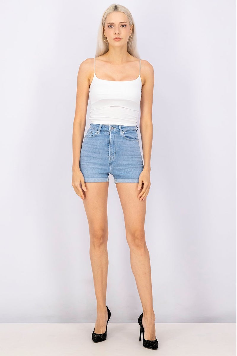 Cropp شورتات جينز عالية الخصر للسيدات، زرقاء - Image 3