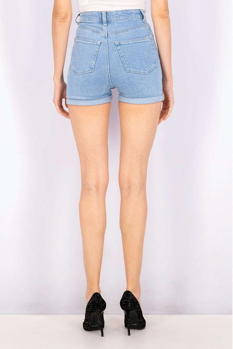 Cropp شورتات جينز عالية الخصر للسيدات، زرقاء - Image 4