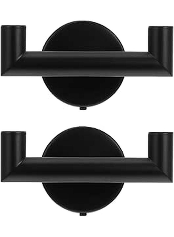 Stainless Steel Black Double Towel Hooks Wall Mounted for Bathroom Shower Door - Image 1