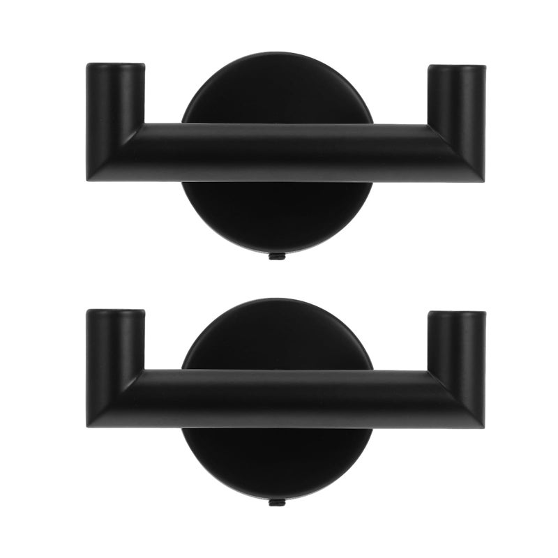 Stainless Steel Black Double Towel Hooks Wall Mounted for Bathroom Shower Door - Image 2