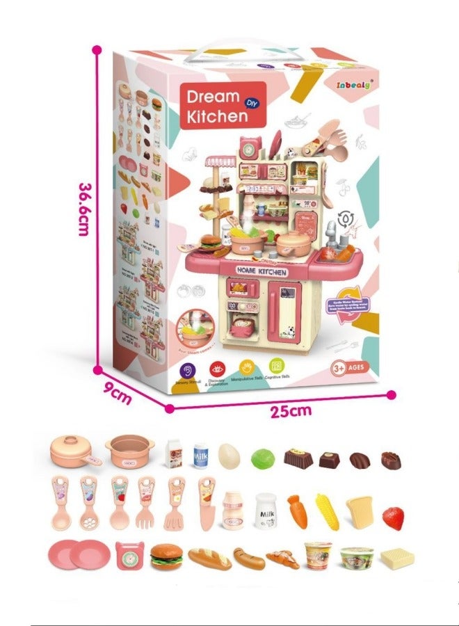 ميكسد لعب مجموعة لعبة مع رذاذ وأضواء ، لعب دور مجموعة الطبخ للأطفال في الأماكن المغلقة لعبة ديي ، وردي - Image 4