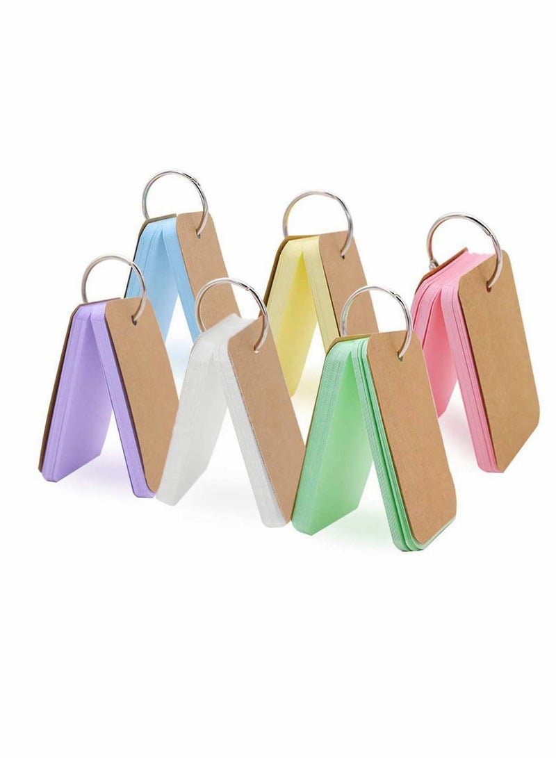 SOLARAE Easy Flip Flash Cards, Notepad Revision Cards, Mini Notebooks with Binder Ring Kraft Paper Scratch, Index Cards, DIY Greeting Card, Bookmark - 5.5 x 9 cm, 6 Pack - Image 1