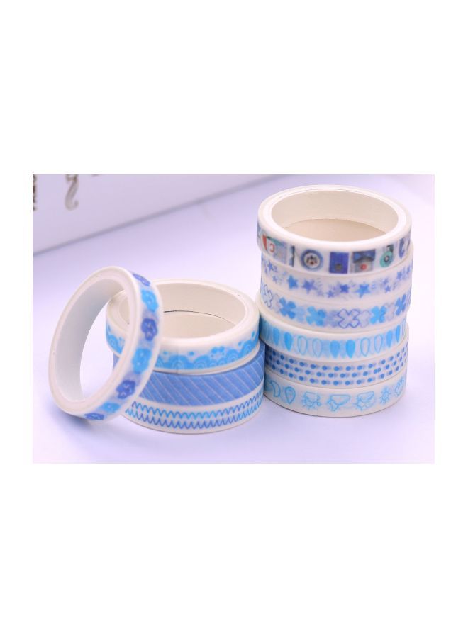 NIBEMINENT 10-Piece Printed Japanese Paper Tape Rolls Blue/White - Image 3
