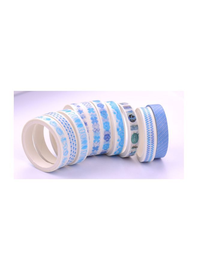NIBEMINENT 10-Piece Printed Japanese Paper Tape Rolls Blue/White - Image 4