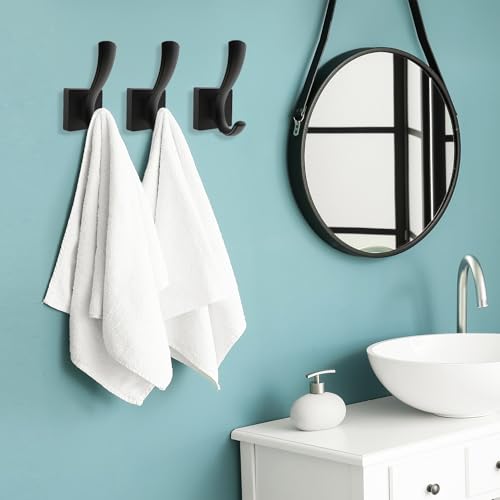 TOFIIGREM Black Towel Hooks Coat Hooks for Wall, Hand Towel Holder Robe Hook for Bathroom, Entryway Hat Hooks for Hanging Coat Towels Keys Hats (6 Pack) - Image 3