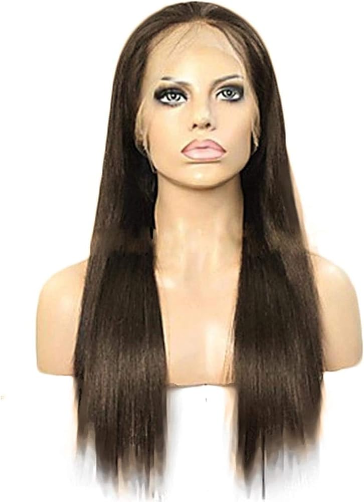 ECIF Long Natural Brazilian Straight Hair Wig, Color Brown