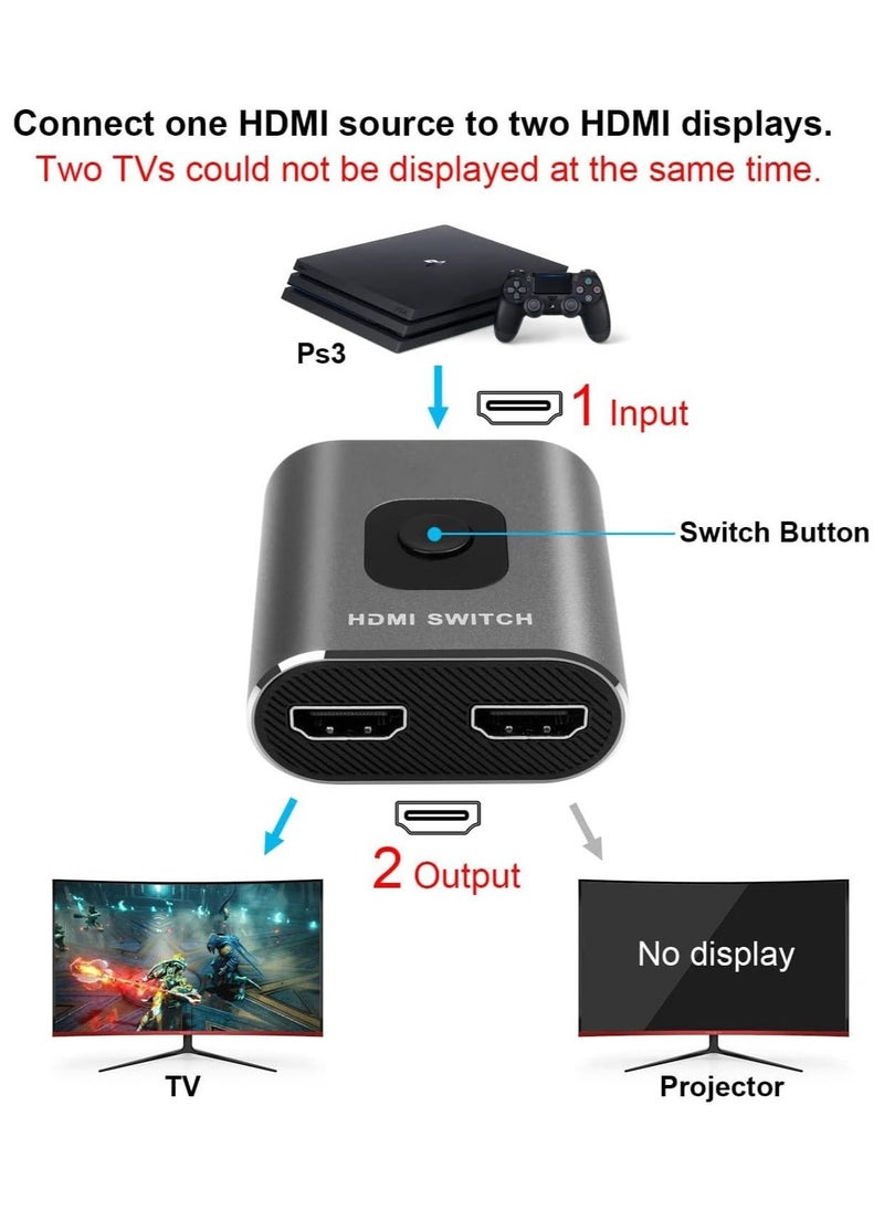 Generic HDMI Switch 4K 60Hz, Bi-Directional HDMI Switcher 2 in 1 Out, HDMI Splitter 1 in 2 Out, Plug and Play, HDMI Switch Supports 4K 3D 1080P for PS4 Xbox Blu-Ray Player Fire Stick PC HDTV (Silvery)  - Image 5