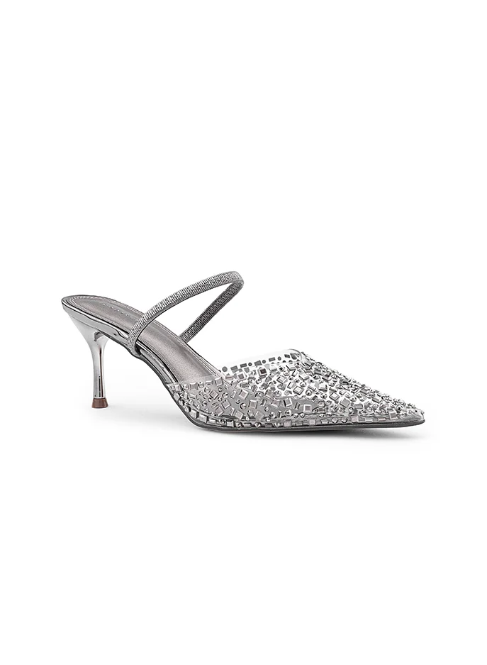 أيقون Stylish heel shoes with elegant crystals finish