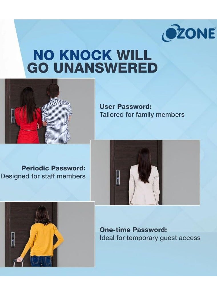 أوزون OZ-FDL-05 Life Std قفل باب دخول بدون مفتاح سريع | قفل الباب ببصمة الإصبع | قفل باب لوحة المفاتيح | قفل الباب الرقمي | قفل باب تلقائي للمنزل | 4 وضع الوصول | بواسطة الأوزون الهند - Image 3