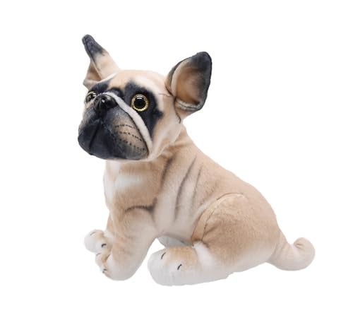 YONLIT Lifelike French Bulldog Stuffed Animal Animated Plush Puppy Toy Doll Super Realistic Dogs Act Like Real Excellent Gifts for Kids Birthday Party Dog Collection 9 Inches Sitting Bulldog - Image 1