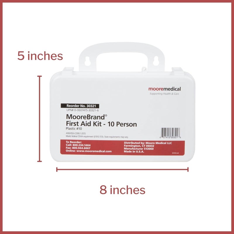 McKesson مجموعة الإسعافات الأولية من MooreBrand لـ 10 أشخاص - لوازم الطوارئ - حقيبة محمولة - لوازم طبية لعلاج الإصابات الطفيفة 3 بوصة × 5 بوصة × 8 بوصة - 1 قطعة - Image 4