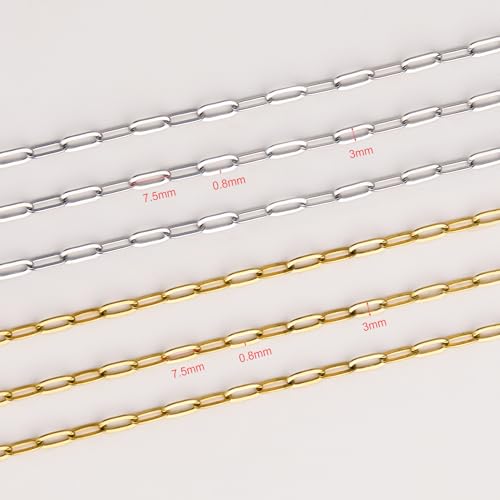 UMAOKANG 2 Rolls Stainless Steel Chains for Jewelry Making 32.8 Feet Paperclip Chain on Spool with Jewelry Findings - Image 3
