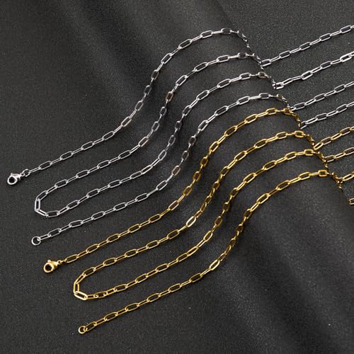 UMAOKANG 2 Rolls Stainless Steel Chains for Jewelry Making 32.8 Feet Paperclip Chain on Spool with Jewelry Findings - Image 4