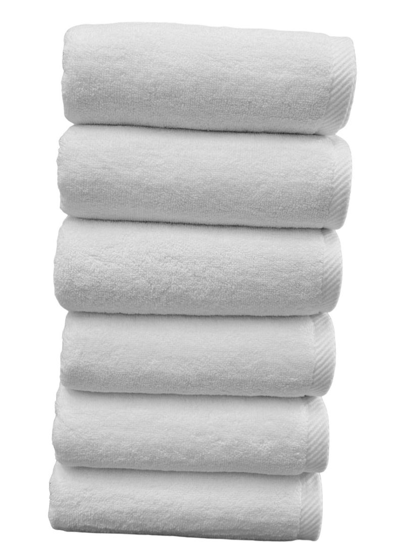 Hayat Premium Hotel Quality 100% Cotton Hand Towels Multipurpose Use Towels with High Absorbency- Size 50*90 cm- 6 pieces (white) - Image 1