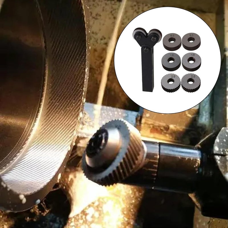 CNBTR Rotating Head Knurling Tool Pitch Diagonal Coarse Linear Dual Wheels 0.5mm 1mm 2mm with 1.5mm Pitch Pack of 7 - Image 5