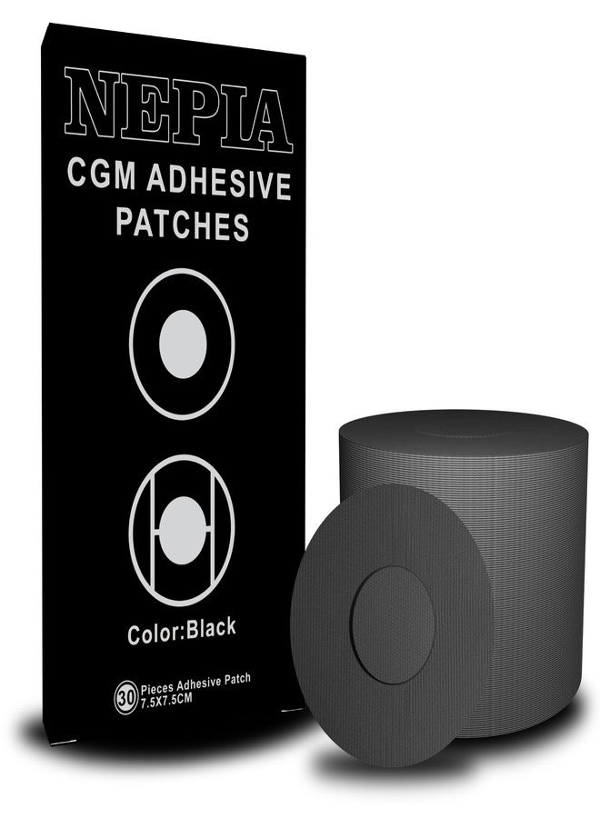 Nepia 30 Pcs Black CGM Sensor Patches | Waterproof Adhesive for Dexcom G7/Libre1 2 3/Enlite | 14 Days Long-Lasting Protection | Sweatproof Sensor Covers with Comfortable Fit for Active Lifestyle - Image 1