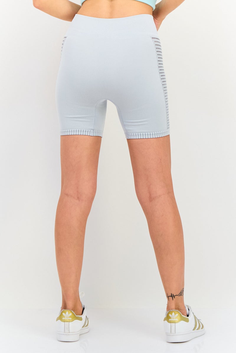 FOREVER 21 Women Sportswear Fit Biker Shorts, Light Grey - Image 3
