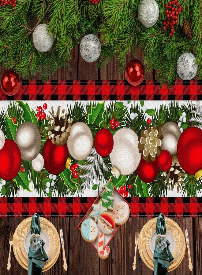 Bloss Christmas Table Runner 72 Inches Long,Red Buffalo Plaid Christmas Table Decorations Runner,Xmas Decorations Clearance,Xmas Holiday Kitchen Dining Tables Decoration for Home/Party Christma Decor - Image 2