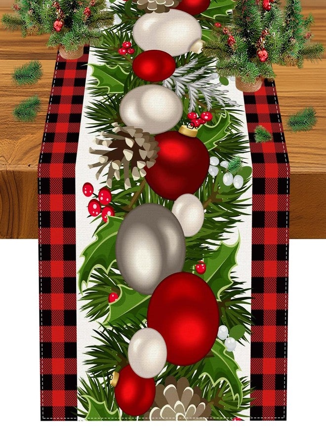 Bloss Christmas Table Runner 72 Inches Long,Red Buffalo Plaid Christmas Table Decorations Runner,Xmas Decorations Clearance,Xmas Holiday Kitchen Dining Tables Decoration for Home/Party Christma Decor - Image 1