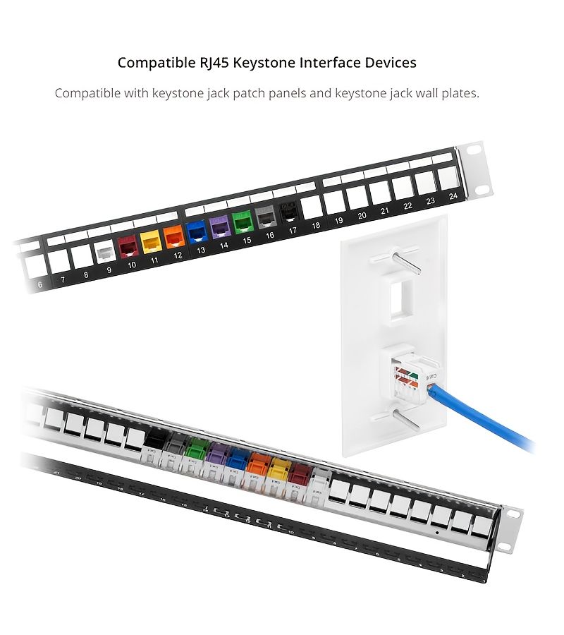 25 قطعة من مقبس كيستون RJ45 من نوع Cat6 متوافق مع 10G باللون الأبيض للوحات الحائط ولوحات التوصيل وكابلات Cat5E وCat5 - Image 4
