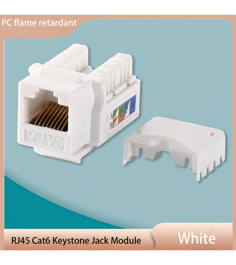 25 قطعة من مقبس كيستون RJ45 من نوع Cat6 متوافق مع 10G باللون الأبيض للوحات الحائط ولوحات التوصيل وكابلات Cat5E وCat5 - Image 1