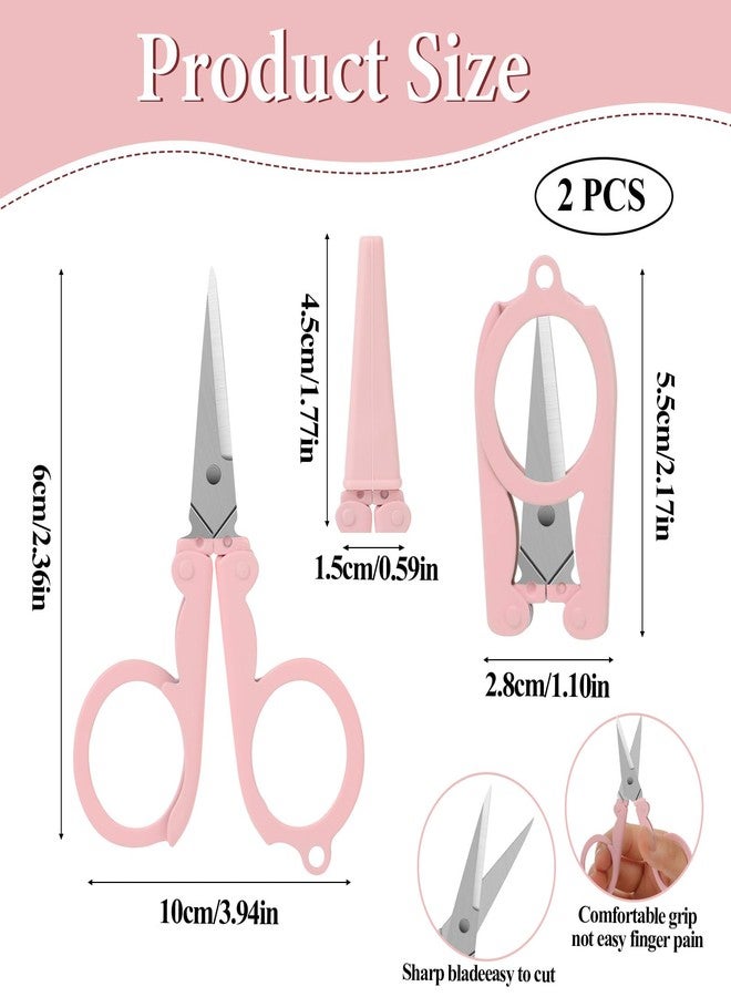 Hariendny 2Pcs Mini Folding Badge Reel Scissors Stainless Steel Scissors with Safety Cap - Mini Shear Tiny Cutter for Crafting, Sewing, Travel - Image 2