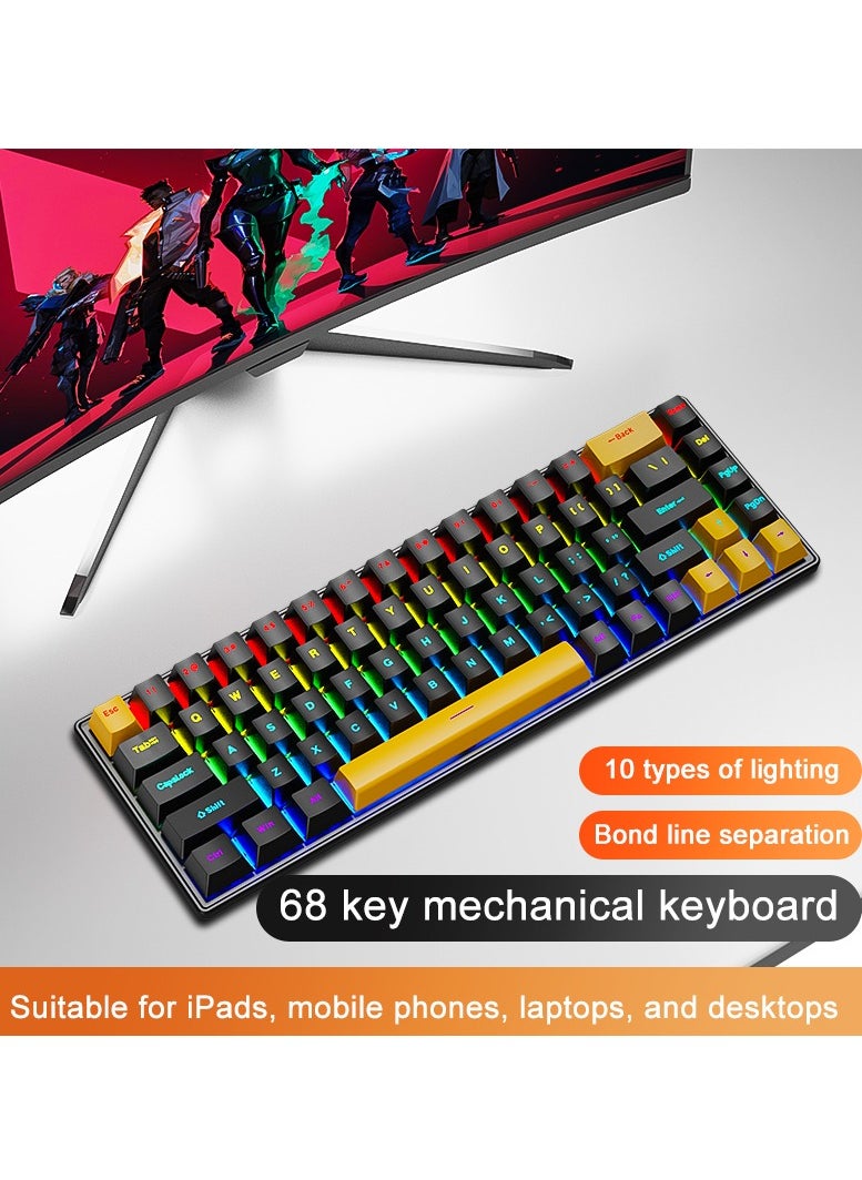 Wired 68-Keys RGB 60% mechanical Gaming Keyboard With Detachable Type-C Cable  Black and yellow - pzsku/Z052340BE84CE9C9969AAZ/45/_/1725698529/11f76c78-a78c-4f4e-af39-add0a1fc85e0