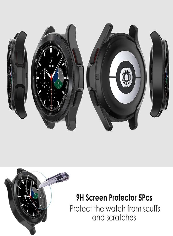 Simpeak 5Pack Screen Protector Compatible with Samsung Galaxy Watch 4 Classic 46mm 2021 Released, Soft Bumper Case Replacement for Galaxy Watch4 Classic 46, 5x Anti-Bubble Glass Film, 5x Back Case - Image 5