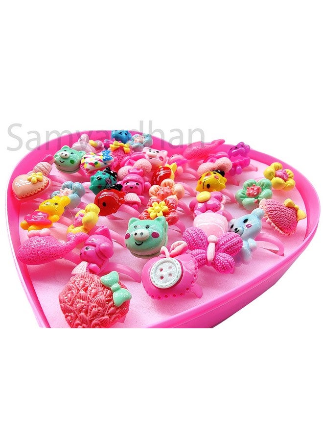 Samvardhan Samvardhan Adjustable Rings Set for Kids | 36 Pcs Jewelry Rings with Heart Shape Box, Birthday Gift  - Image 2
