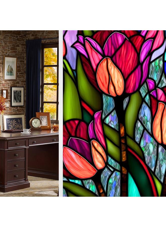 الأزرق جي دبليو BL112 -170 زهرة البحر ملصق زجاج إلكتروستاتيكي PVC ملصق نافذة خالي من الغراء ملصق زجاج نافذة ديكور المنزل - Image 1