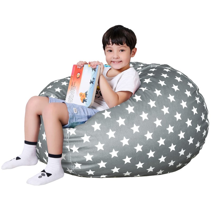 Lukeight Stuffed Animal Storage Bean Bag Chair Cover Premium Velvet Organizer with YKK Zipper Holds 80 Plush Toys Washable Kids Room Decor No Filling XLarge